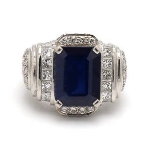 SOLD - 6.30ct Emerald Cut Sapphire Ring