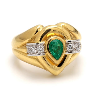 SOLD - Hauer, 0.50ct Pear Shaped Emerald Ring