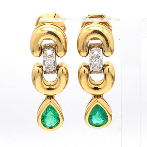 SOLD - 0.90ctw Pear Shaped Emerald Earrings