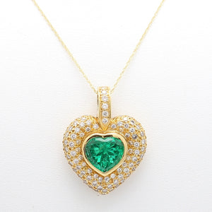 SOLD - Hauer, 5.00ct Heart Shaped Colombian Emerald Pendant - AGL Certified