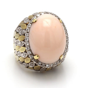 SOLD - Coral and Diamond Ring