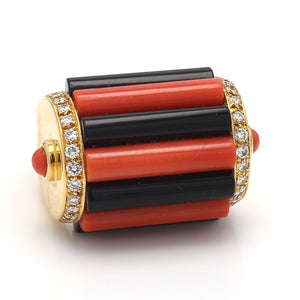 SOLD - Coral and Onyx Ring
