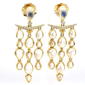SOLD - Temple St. Clair, 13.94ctw Moonstone and Diamond Earrings