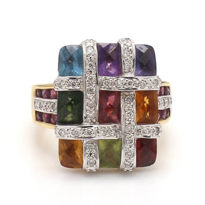 SOLD - Bellarri, Mixed Gemstone and Diamond Ring - Mosaic