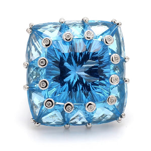 SOLD - Bellarri, Blue Topaz and Diamond Ring - Hava