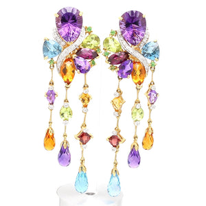 SOLD - Bellari, Mixed Gemstone and Diamond Earrings - Lolita