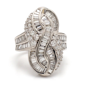 SOLD - 3.00ctw Baguette and Round Brilliant Cut Diamond Ring