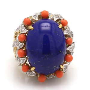 Oval Cabochon Cut Lapis Lazuli Ring