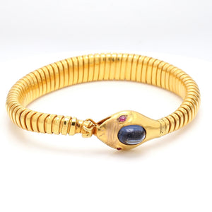 SOLD - Oval Cabochon Sapphire Snake Bracelet