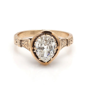 SOLD - 1.05ct Antique Cut, Pear Shaped Diamond Ring