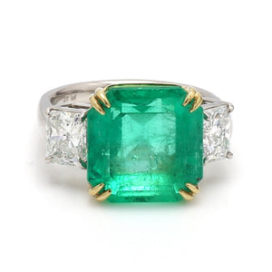 SOLD - 10.28ct Emerald Cut Colombian Emerald Ring - AGL Certified