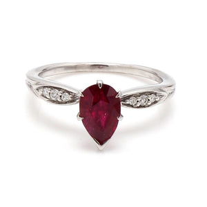 0.85ct Pear Shaped Ruby Ring