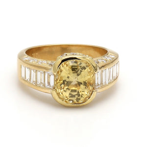SOLD - 4.02ct Oval Cut, No Heat, Yellow Sapphire Ring - AGL Certified
