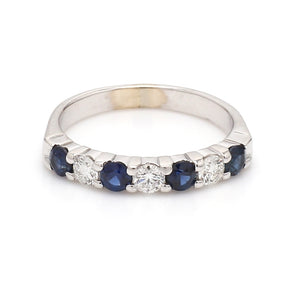 SOLD - 0.95ctw Round Brilliant Cut Sapphire and Diamond Band