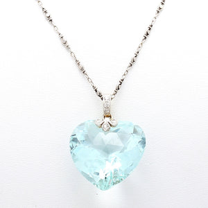 SOLD - Bailey Banks & Biddle, Heart Shaped Aquamarine Necklace