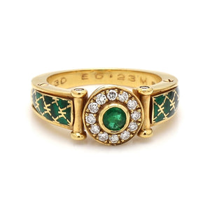 0.53ctw Round Brilliant Cut Emerald and Diamond Ring