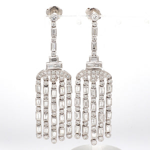 SOLD - 4.00ctw Baguette and Round Brilliant Cut Diamond Earrings
