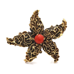 18K Gold Starfish Brooch