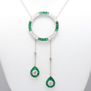 SOLD - 2.15ctw Old European Cut Diamond and Emerald Necklace