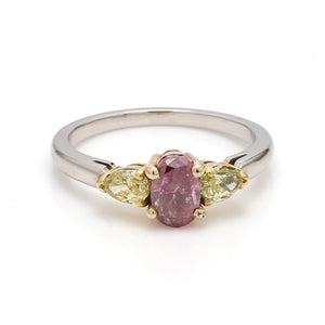 SOLD - 0.76ct Fancy Deep Pink, Oval Cut Diamond Ring - GIA Certified