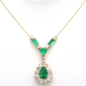 SOLD - 3.25ctw Emerald and Diamond Necklace
