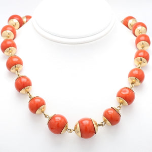 SOLD - 11mm Graduated Round Coral Necklace