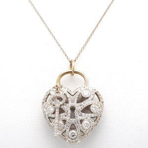 SOLD - Tiffany & Co., Filigree Heart and Key Diamond Pendant