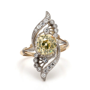 SOLD - 2.64ct Fancy Brownish-Yellow Old Mine Cut Diamond Ring - GIA Certified