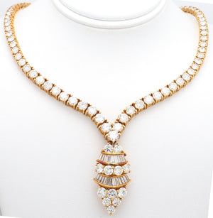 SOLD - 16.00ctw Baguette and Round Brilliant Cut Diamond Necklace