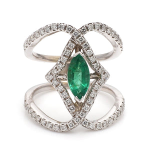 SOLD - 0.75ct Marquise Cut Emerald Ring