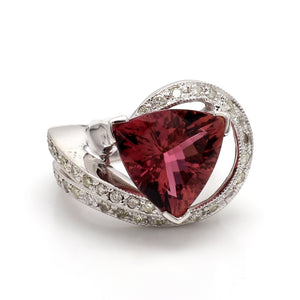 SOLD - 5.00ct Trillion Cut Pink Tourmaline Ring