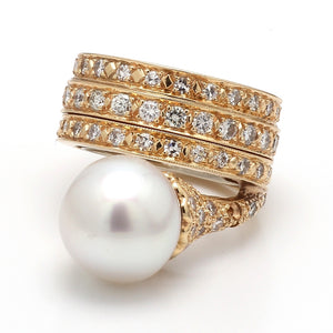 SOLD - 13mm South Sea Pearl and Diamond Ring