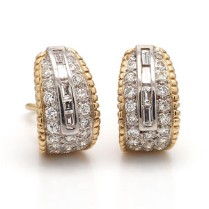 SOLD - 1.50ctw Round Brilliant and Baguette Cut Diamond Earrings