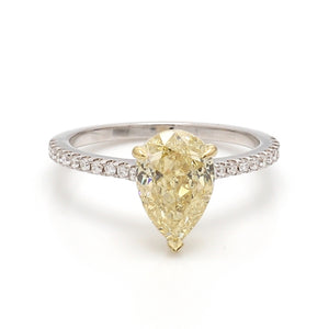 SOLD - 2.04ct Fancy Brownish-Yellow Pear Shaped Diamond Ring - GIA Certified