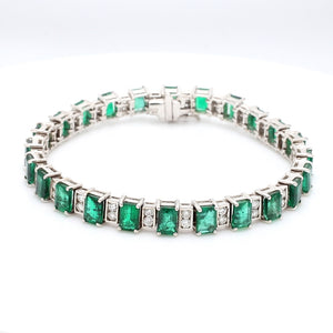 SOLD - 14.00ctw Emerald Cut Emerald Bracelet