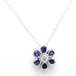 SOLD - 2.20ctw Pear Shaped Sapphire, Flower Pendant
