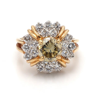 SOLD - Oscar Heyman, 1.60ct Fancy Yellow Round Brilliant Cut Diamond Ring