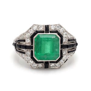 SOLD - 3.03ct Square Emerald Cut Emerald Ring