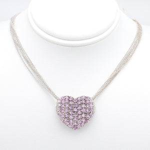 2.50ctw Round Brilliant Cut Pink Sapphire Heart Necklace