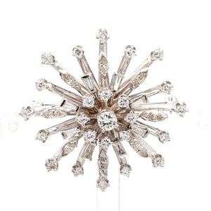 SOLD - 1.50ctw Round, Marquise, and Baguette Cut Diamond Brooch