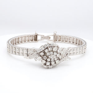 SOLD - 3.50ctw Marquise, Baguette, and Round Brilliant Cut Diamond Watch Bracelet