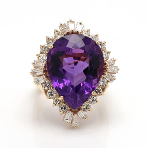SOLD - 10.00ct Pear Shaped Amethyst Ring