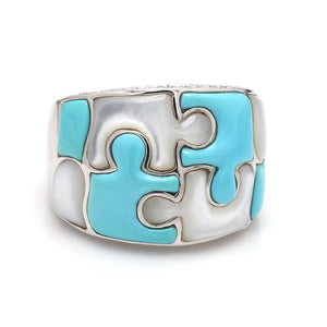 SOLD - Mother of Pearl and Turquoise Inlay Ring