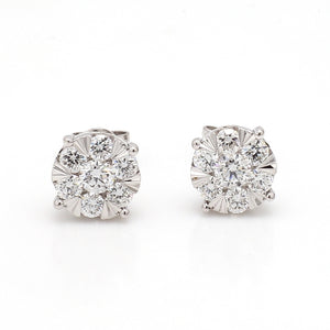 SOLD - 0.75ctw Round Brilliant Cut Diamond Cluster Earrings