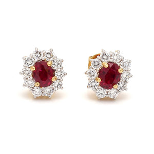 SOLD - 1.50ctw Oval Cut Burma Ruby Earrings - AGL Certified