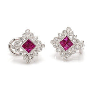 SOLD - 0.75ctw Ruby and Diamond Earrings