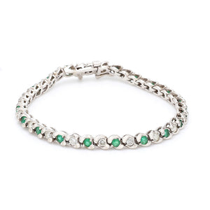 SOLD - 3.00ctw Round Brilliant Cut Diamond and Emerald Bracelet