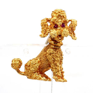 SOLD - 18K Gold Poodle Brooch