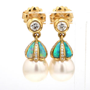 SOLD - 2.50ctw Round Brilliant Cut Diamond and Pearl Earrings