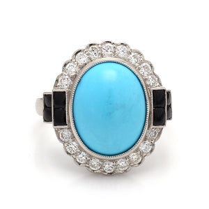 SOLD - 5.44ct Oval Cabochon Cut Turquoise Ring
